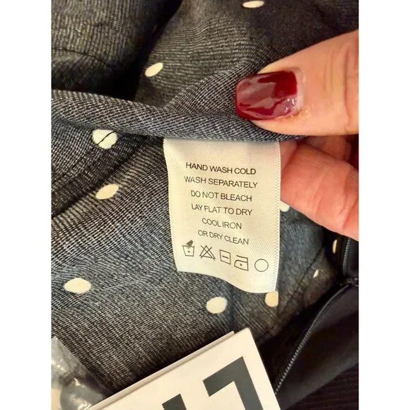 LPA Romi Halter Top Revolve Black Cream Polka Dot Knot Front Backless Peplum NWT - Picture 6 of 9